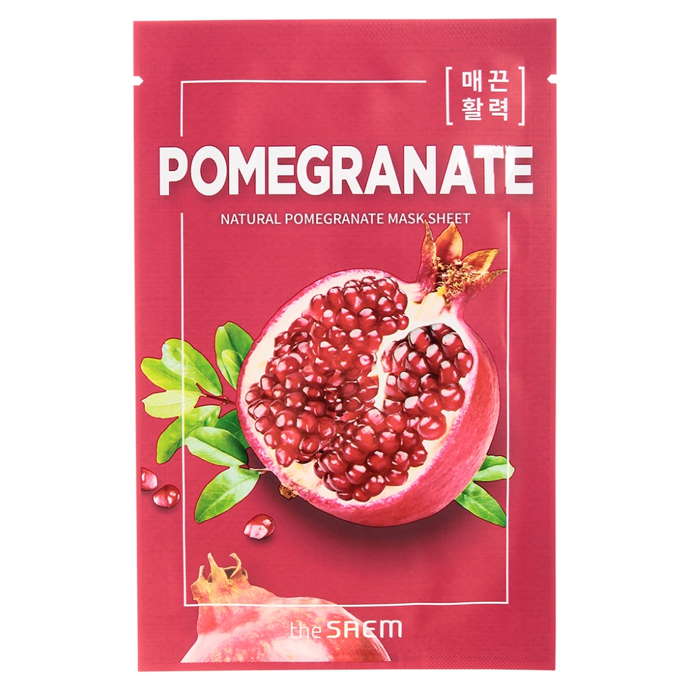 THE SAEM , Маска для лица тканевая ЭКСТРАКТ ГРАНАТА Natural Pomegranate Mask Sheet, 21 мл